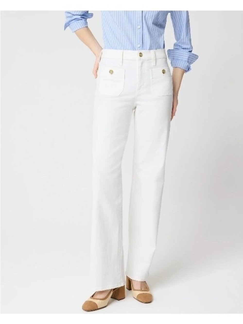 J Crew White Slim 29T Wide Leg Sailor Jeans All Day Stretch Womens 29 Tall CG418